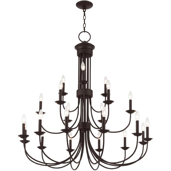HomeRoots Bronze Multi-Light Dimmable Chandelier with Cylinder Shades for Elegant Home Ambiance & Style 687374