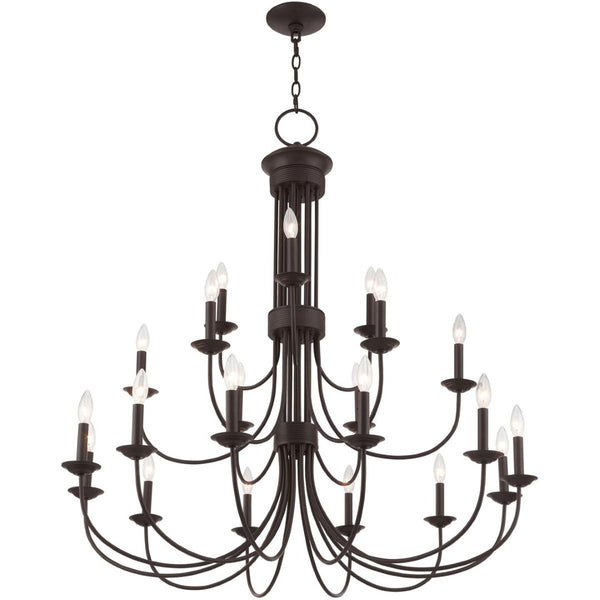 HomeRoots Bronze Multi-Light Dimmable Chandelier with Cylinder Shades for Elegant Home Ambiance & Style 687374