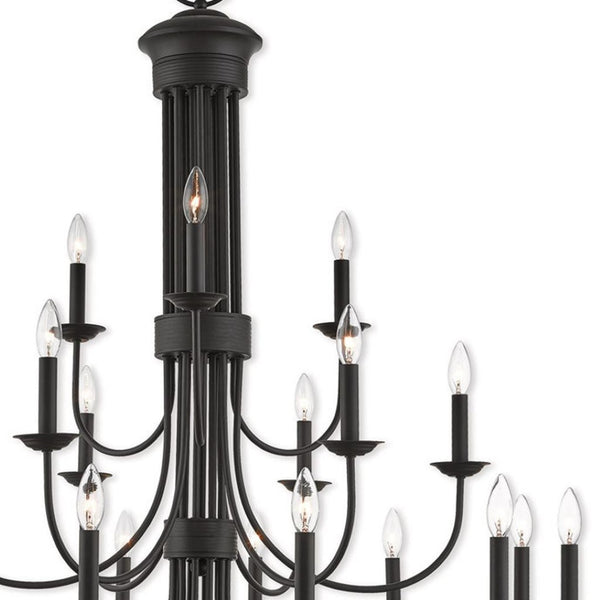 HomeRoots Bronze Multi-Light Dimmable Chandelier with Cylinder Shades for Elegant Home Ambiance & Style 687374