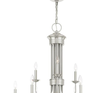HomeRoots Multi Light Dimmable Chandelier - Modern Cylinder Shades, Adjustable Ambiance for Any Room Decor 687375