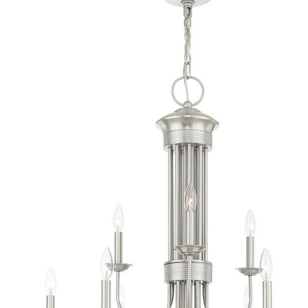 HomeRoots Multi Light Dimmable Chandelier - Modern Cylinder Shades, Adjustable Ambiance for Any Room Decor 687375