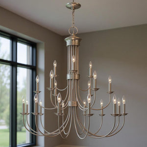 HomeRoots Multi Light Dimmable Chandelier - Modern Cylinder Shades, Adjustable Ambiance for Any Room Decor 687375