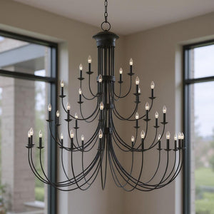 HomeRoots Bronze Dimmable Multi-Light Chandelier - Elegant Cylindrical Design for Versatile Home Lighting 687376