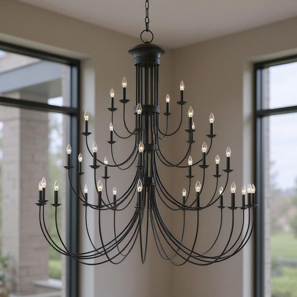 HomeRoots Bronze Dimmable Multi-Light Chandelier - Elegant Cylindrical Design for Versatile Home Lighting 687376