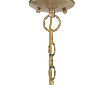 HomeRoots Antiqued Brass Three-Light Chandelier with Clear Shades – Vintage Elegance for Modern Spaces 687377