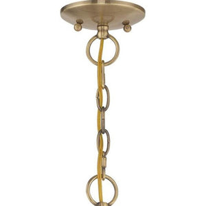 HomeRoots Antiqued Brass Three-Light Chandelier with Clear Shades – Vintage Elegance for Modern Spaces 687377