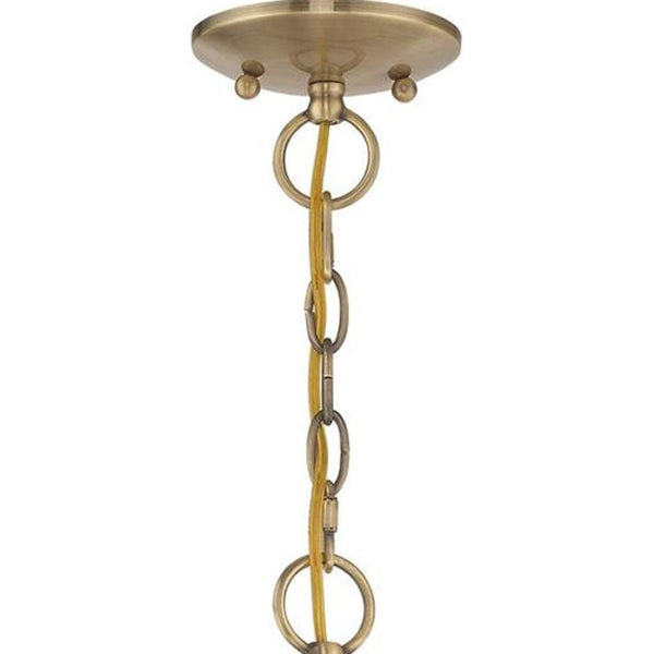 HomeRoots Antiqued Brass Three-Light Chandelier with Clear Shades – Vintage Elegance for Modern Spaces 687377
