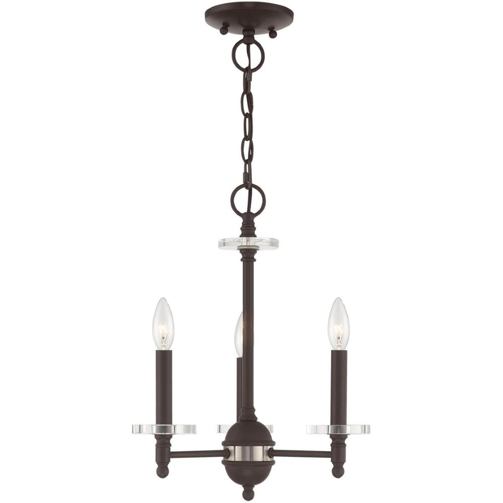 HomeRoots Bronze Three-Light Dimmable Chandelier with Unique Cylinder Shades for Elegant Home Illumination 687378