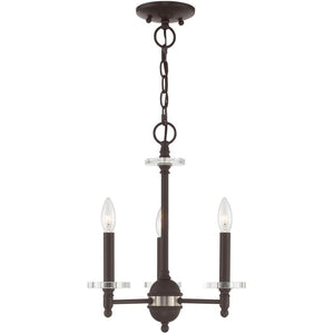 HomeRoots Bronze Three-Light Dimmable Chandelier with Unique Cylinder Shades for Elegant Home Illumination 687378