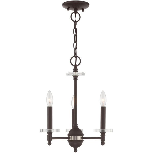 HomeRoots Bronze Three-Light Dimmable Chandelier with Unique Cylinder Shades for Elegant Home Illumination 687378