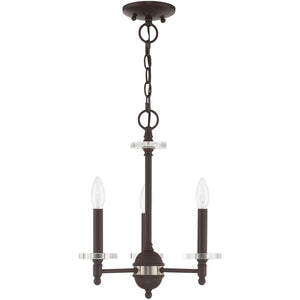 HomeRoots Bronze Three-Light Dimmable Chandelier with Unique Cylinder Shades for Elegant Home Illumination 687378