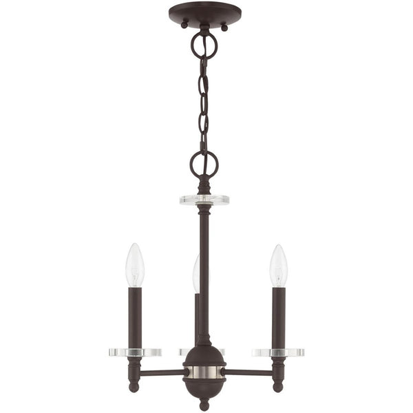 HomeRoots Bronze Three-Light Dimmable Chandelier with Unique Cylinder Shades for Elegant Home Illumination 687378