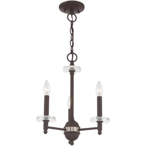 HomeRoots Bronze Three-Light Dimmable Chandelier with Unique Cylinder Shades for Elegant Home Illumination 687378