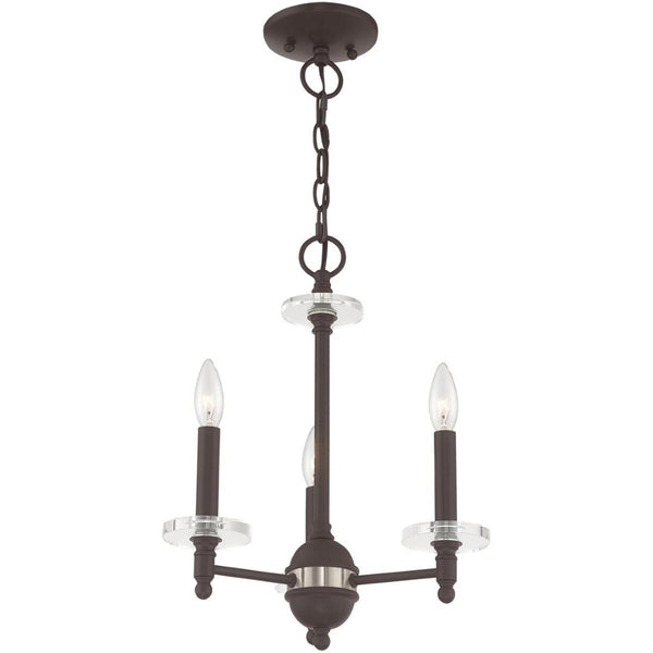 HomeRoots Bronze Three-Light Dimmable Chandelier with Unique Cylinder Shades for Elegant Home Illumination 687378