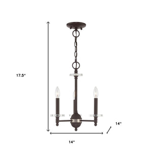 HomeRoots Bronze Three-Light Dimmable Chandelier with Unique Cylinder Shades for Elegant Home Illumination 687378