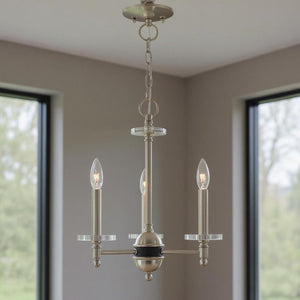 HomeRoots Three Light Dimmable Chandelier with Modern Cylinder Shades for Stylish Ambient Lighting Decor 687379