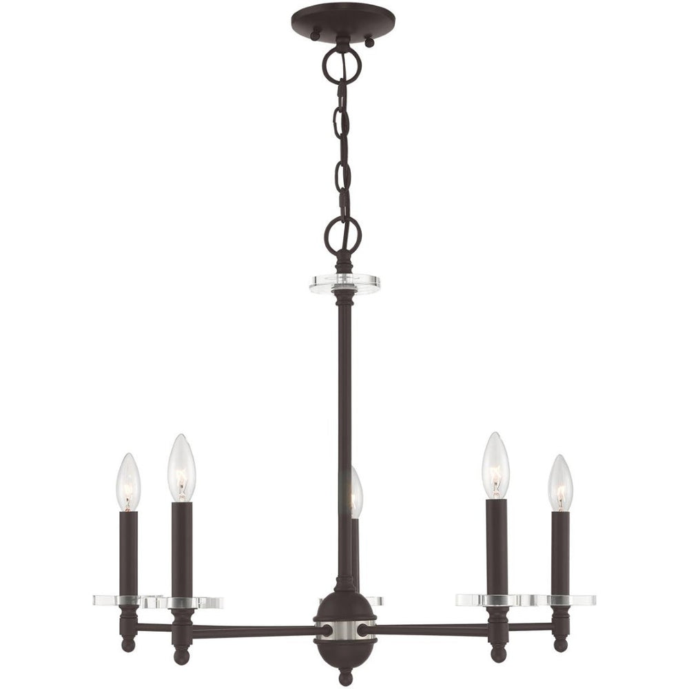 HomeRoots Bronze Five-Light Dimmable Chandelier with Cylinder Shades for Modern, Elegant Ambiance in Any Space 687381