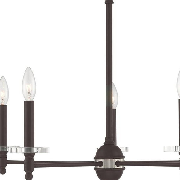 HomeRoots Bronze Five-Light Dimmable Chandelier with Cylinder Shades for Modern, Elegant Ambiance in Any Space 687381