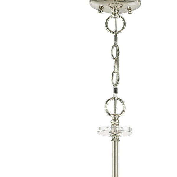 HomeRoots Nickel Five-Light Dimmable Chandelier with Cylinder Shades – Elegant Metal Fixture for Any Room 687382