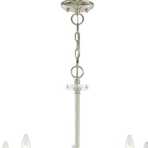 HomeRoots Nickel Five-Light Dimmable Chandelier with Cylinder Shades – Elegant Metal Fixture for Any Room 687382