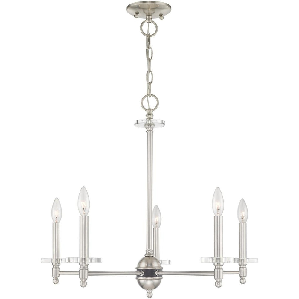 HomeRoots Five Light Dimmable Chandelier - Modern Cylinder Design with Steel Shades for Stylish Illumination 687383