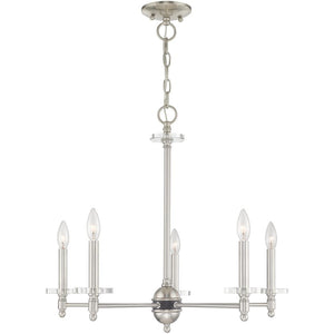 HomeRoots Five Light Dimmable Chandelier - Modern Cylinder Design with Steel Shades for Stylish Illumination 687383