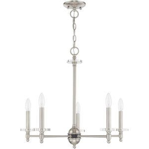 HomeRoots Five Light Dimmable Chandelier - Modern Cylinder Design with Steel Shades for Stylish Illumination 687383