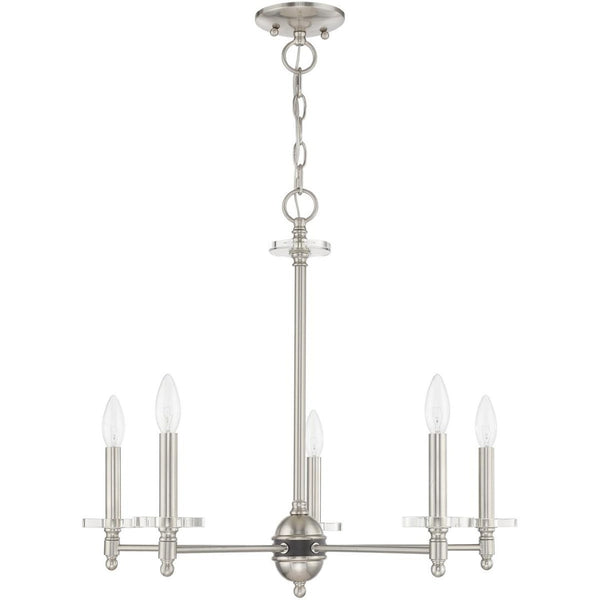 HomeRoots Five Light Dimmable Chandelier - Modern Cylinder Design with Steel Shades for Stylish Illumination 687383