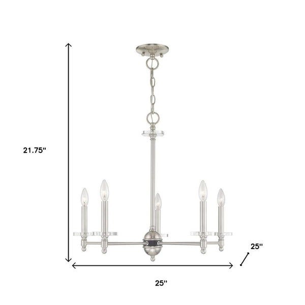 HomeRoots Five Light Dimmable Chandelier - Modern Cylinder Design with Steel Shades for Stylish Illumination 687383