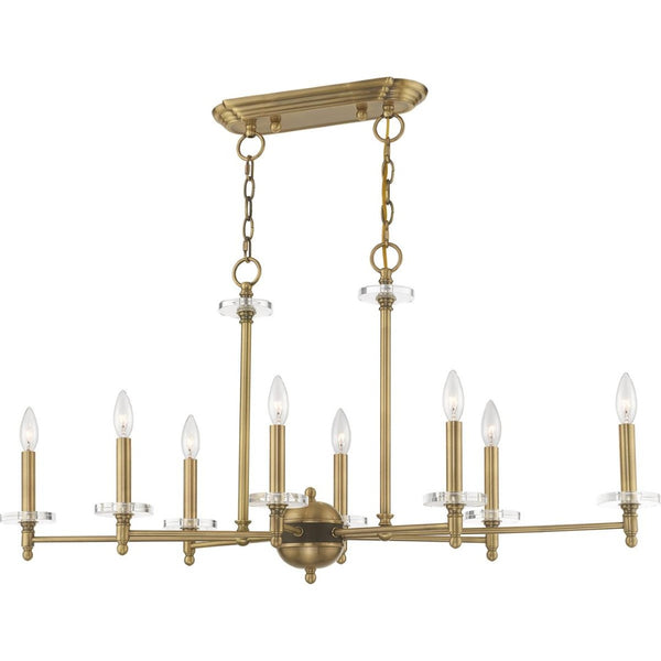 HomeRoots Eight Light Dimmable Chandelier - Modern Cylinder Design with Steel Shades for Elegant Illumination 687384