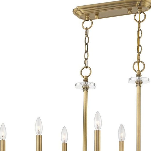 HomeRoots Eight Light Dimmable Chandelier - Modern Cylinder Design with Steel Shades for Elegant Illumination 687384