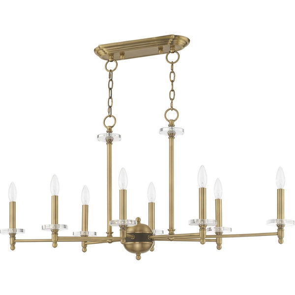 HomeRoots Eight Light Dimmable Chandelier - Modern Cylinder Design with Steel Shades for Elegant Illumination 687384