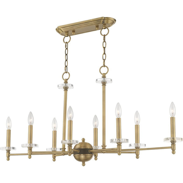 HomeRoots Eight Light Dimmable Chandelier - Modern Cylinder Design with Steel Shades for Elegant Illumination 687384