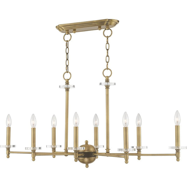 HomeRoots Eight Light Dimmable Chandelier - Modern Cylinder Design with Steel Shades for Elegant Illumination 687384