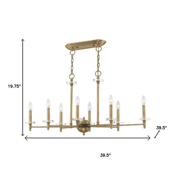 HomeRoots Eight Light Dimmable Chandelier - Modern Cylinder Design with Steel Shades for Elegant Illumination 687384