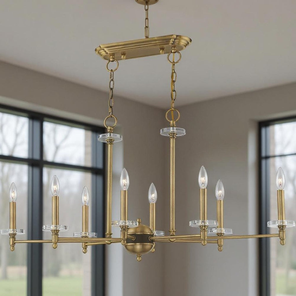HomeRoots Eight Light Dimmable Chandelier - Modern Cylinder Design with Steel Shades for Elegant Illumination 687384