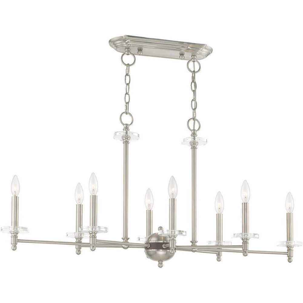 HomeRoots Eight Light Dimmable Chandelier - Modern Cylinder Shades for Stylish Ambiance in Any Room 687385