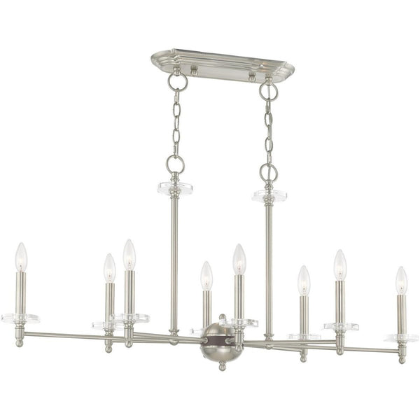 HomeRoots Eight Light Dimmable Chandelier - Modern Cylinder Shades for Stylish Ambiance in Any Room 687385