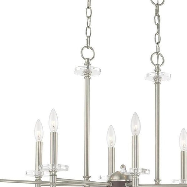 HomeRoots Eight Light Dimmable Chandelier - Modern Cylinder Shades for Stylish Ambiance in Any Room 687385