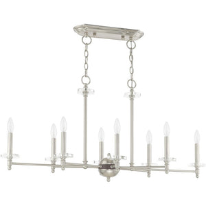 HomeRoots Eight Light Dimmable Chandelier - Modern Cylinder Shades for Stylish Ambiance in Any Room 687385