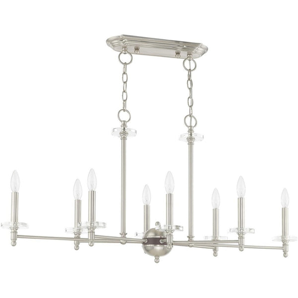 HomeRoots Eight Light Dimmable Chandelier - Modern Cylinder Shades for Stylish Ambiance in Any Room 687385