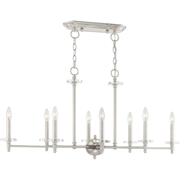 HomeRoots Eight Light Dimmable Chandelier - Modern Cylinder Shades for Stylish Ambiance in Any Room 687385