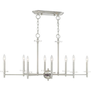 HomeRoots Eight Light Dimmable Chandelier - Modern Cylinder Shades for Stylish Ambiance in Any Room 687385