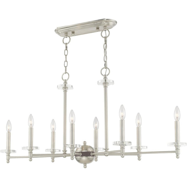 HomeRoots Eight Light Dimmable Chandelier - Modern Cylinder Shades for Stylish Ambiance in Any Room 687385