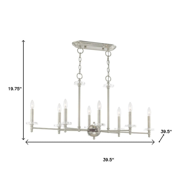 HomeRoots Eight Light Dimmable Chandelier - Modern Cylinder Shades for Stylish Ambiance in Any Room 687385