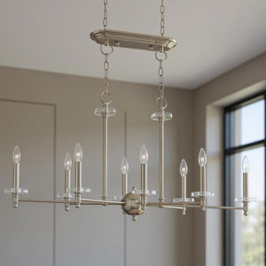 HomeRoots Eight Light Dimmable Chandelier - Modern Cylinder Shades for Stylish Ambiance in Any Room 687385