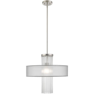 HomeRoots Dimmable Chandelier with Contemporary Steel Shades – Perfect for Dining, Entryways, and Bedrooms! 687386
