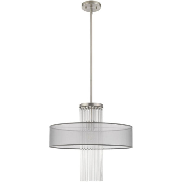 HomeRoots Dimmable Chandelier with Contemporary Steel Shades – Perfect for Dining, Entryways, and Bedrooms! 687386