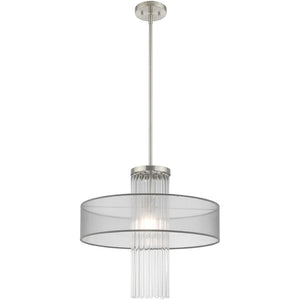 HomeRoots Dimmable Chandelier with Contemporary Steel Shades – Perfect for Dining, Entryways, and Bedrooms! 687386