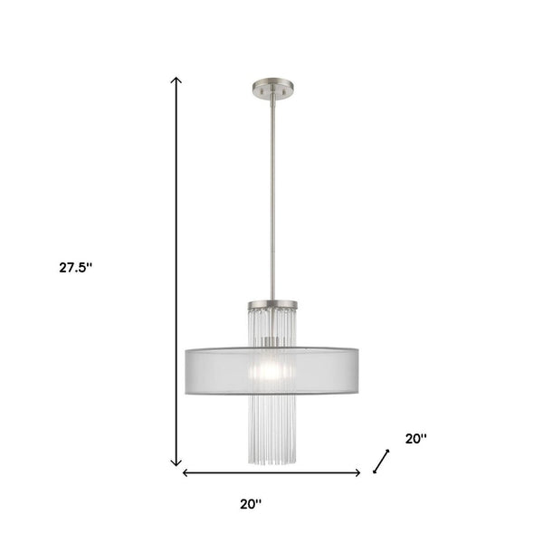 HomeRoots Dimmable Chandelier with Contemporary Steel Shades – Perfect for Dining, Entryways, and Bedrooms! 687386